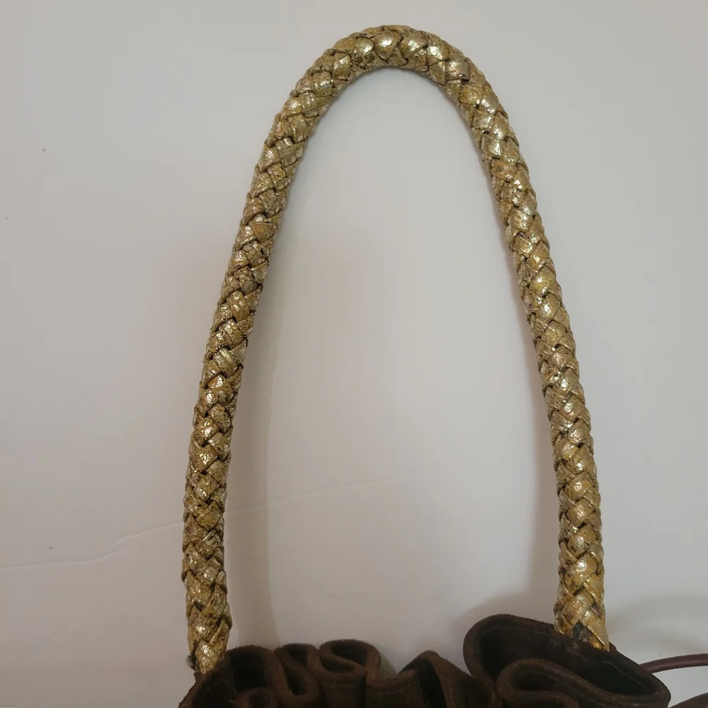Carlos Falchi Brown Suede‎ Medium Hobo Bag Southwestern Boho Cowgirl